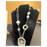 Red Bead Necklace Set with Treska Sunburst Pendant & Silver Charm Necklaces