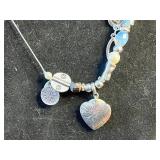 Red Bead Necklace Set with Treska Sunburst Pendant & Silver Charm Necklaces