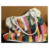 Patchwork Handbags (Lot of 4) - Rainbow Stripes, Teal/Pink Patchwork, Map Print Satchel