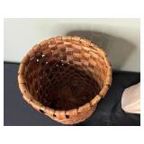 Decorative 4-Piece Home Decor Set: Woven Basket, Stone Sculpture, Deer Candle Holder, Tray