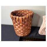 Decorative 4-Piece Home Decor Set: Woven Basket, Stone Sculpture, Deer Candle Holder, Tray