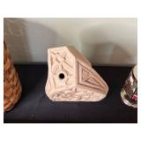 Decorative 4-Piece Home Decor Set: Woven Basket, Stone Sculpture, Deer Candle Holder, Tray