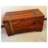 Vintage Wooden Trunk with Brass Straps - Rustic Storage Chest