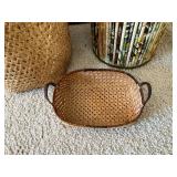 Woven Baskets - 3-Piece Set: Large Round, Tall Mosaic Cylinder, Small Oval Basket