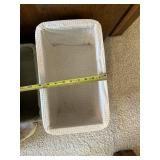 Wicker Storage Baskets With Green Liners And White Lidded Hampers (Lot Of 5)