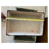 Wicker Storage Baskets With Green Liners And White Lidded Hampers (Lot Of 5)