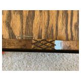 Oak Wood Rolling Cart - 2-Tier on Casters, Black Trim