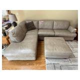 Leather Sectional Sofa with Chaise & Ottoman - Taupe, L-Shaped - couch only