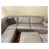 Leather Sectional Sofa with Chaise & Ottoman - Taupe, L-Shaped - couch only