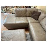 Leather Sectional Sofa with Chaise & Ottoman - Taupe, L-Shaped - couch only