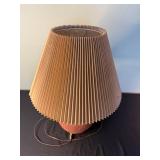 Table Lamp - Terracotta Ceramic Vase-Base with Pleated Beige Shade