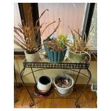 2-Tier Plant Stand with Planters - Black Wrought Iron (28 x 27 x 11)