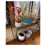 2-Tier Plant Stand with Planters - Black Wrought Iron (28 x 27 x 11)