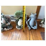 Frog Garden Statues - Set with Welcome Sign, Patina Finish, Outdoor Decor