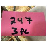 Table Lamp with Beige Shade & Green Murano Style Glass Pillow Vases - 3-Piece Decor Set