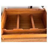 Locking Metal Cash Box with Handle & Wooden Desk Organizer Tray