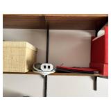 Rubbermaid Teal Storage Tote & Assorted Fabric & Cardboard Boxes