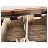 Rubbermaid Teal Storage Tote & Assorted Fabric & Cardboard Boxes