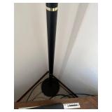 Torchiere Floor Lamp - Black Matte Finish with Teal Accent Rings & Gold Hardware