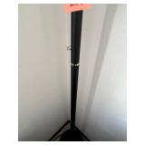 Torchiere Floor Lamp - Black Matte Finish with Teal Accent Rings & Gold Hardware