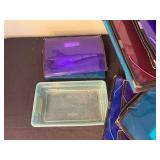 Plastic Document Folders & Storage Bins - Purple Teal Grid File Holder