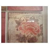 Framed 9-Panel Floral Wall Art Collage - Assorted Vintage Prints w Plush Toy Frogs & Floral Arrangement