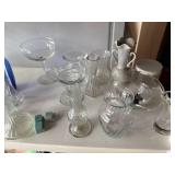 Glassware Collection - Assorted Vases, Decanters & Bowls - shelving not inc