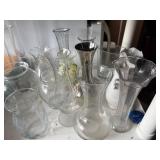 Glassware Collection - Assorted Vases, Decanters & Bowls - shelving not inc