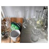 Glassware Collection - Assorted Vases, Decanters & Bowls - shelving not inc
