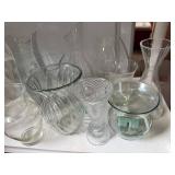 Clear Glass Vase & Bowl Collection - Diamond-Cut, Ribbed & Fluted Vases - shelving not inc