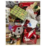Assorted Christmas Decorations Bundle - Gift Boxes, Snowman, Ornaments & Bags