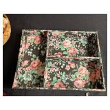 Jewelry Assortment: Faux Pearl Necklace, Heart Pendant, Floral Brooches, Empty Jewelry Bags, Floral Organizer & More