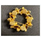 Jewelry Assortment: Faux Pearl Necklace, Heart Pendant, Floral Brooches, Empty Jewelry Bags, Floral Organizer & More