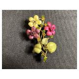 Jewelry Assortment: Faux Pearl Necklace, Heart Pendant, Floral Brooches, Empty Jewelry Bags, Floral Organizer & More