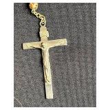 Simmer Home Furnishings Cedar Jewelry Chest (no key) with Rosaries (one w broken chain) & Cross Pendants