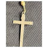 Simmer Home Furnishings Cedar Jewelry Chest (no key) with Rosaries (one w broken chain) & Cross Pendants