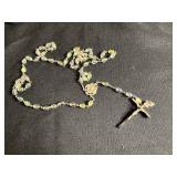 Simmer Home Furnishings Cedar Jewelry Chest (no key) with Rosaries (one w broken chain) & Cross Pendants