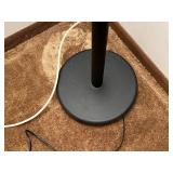 Mid-Century Modern Floor Lamp - Black Stem with Turquoise Glass Ring Accents & Bowl Shade