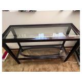 Glass-Top Console Table with Lower Glass Shelf - 50in W x 34in D x 18in H