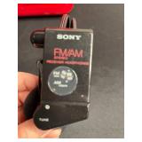 Coleman Cooler - Red Body with White Lid and Four Cup Holders, Ice Cleats & Sony Headphhones