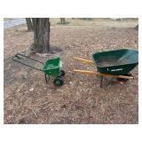 True Temper Wheelbarrow - Scotts Spread 2000 Spreader - Green Garden Cart
