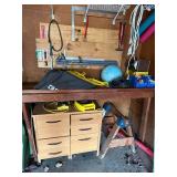 Garage Workshop Tools - Rope, Exercise Ball, Drawer Cabinet & Hardware