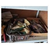 Assorted Hand Tools & Hardware on Metal Shelf