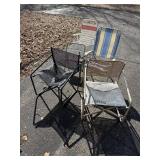 Assorted Folding Patio Chairs - Metal Frames, Mesh Seats - Outdoor Garden Set