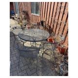 Metal Patio Table & Chairs Set - Round Mesh Outdoor Patio Dining