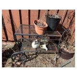 Metal Plant Cart - Two-Tier with Scrollwork on Wheels for Patio - cart only