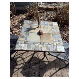 Outdoor Mosaic Tile Table & 2 Metal Chairs - Patio Bistro Set
