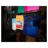 Office Supplies - Blue Binder, Pink Binder, Envelopes & Rubber Bands - content quantities unverified