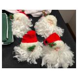 Christmas Decor Bundle - Poinsettia Linens, Napkin Rings (Set of 4), Santa Hats
