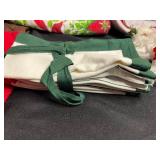 Christmas Decor Bundle - Poinsettia Linens, Napkin Rings (Set of 4), Santa Hats